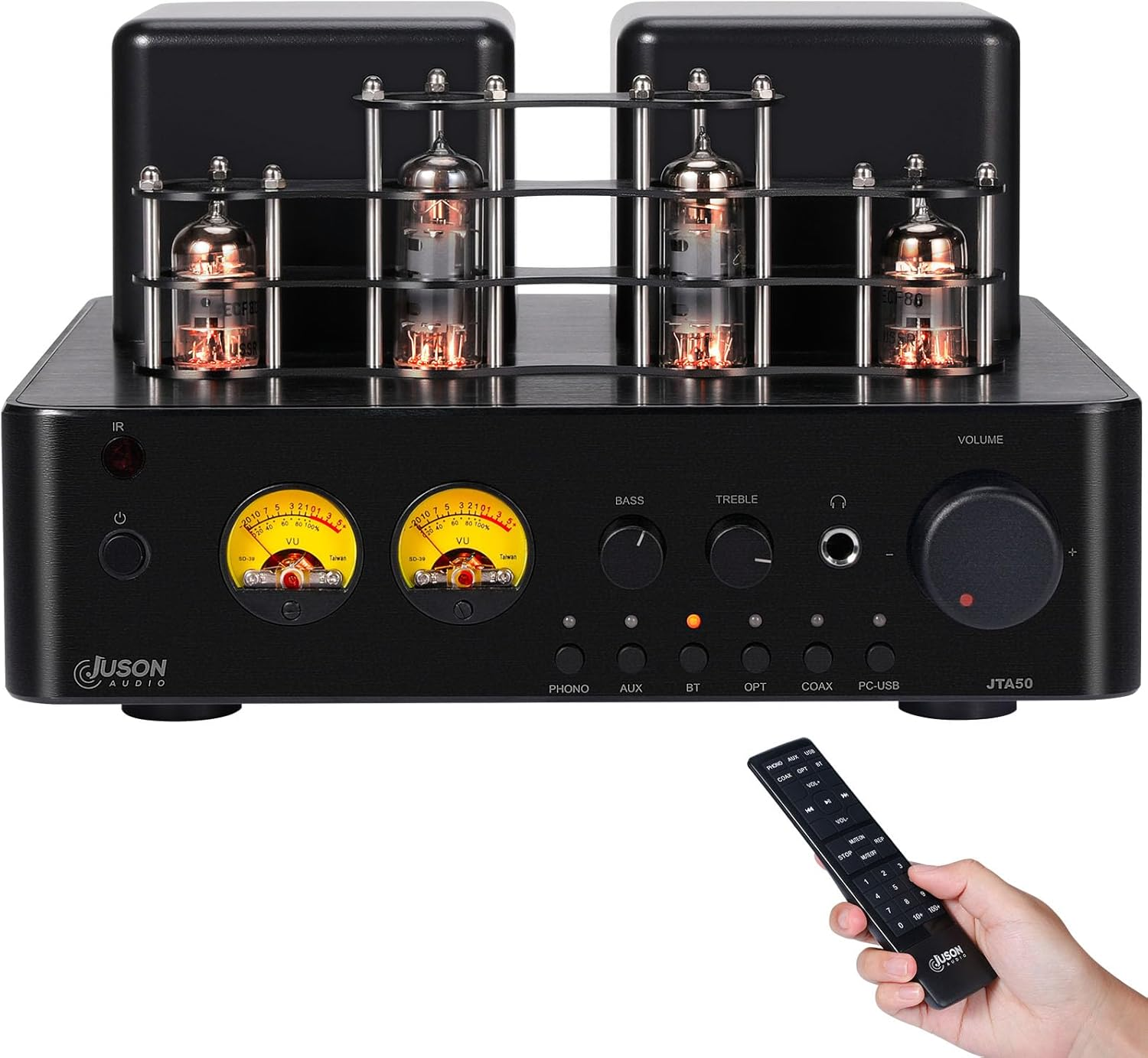 Juson Audio JTA50 Tube Amplifier Entry-Level Hifi Amp with BT 5.0, Remote,Aux,Coax, Phono and USB In,Subwoofer Out,2.1Ch for Turntable image number 1