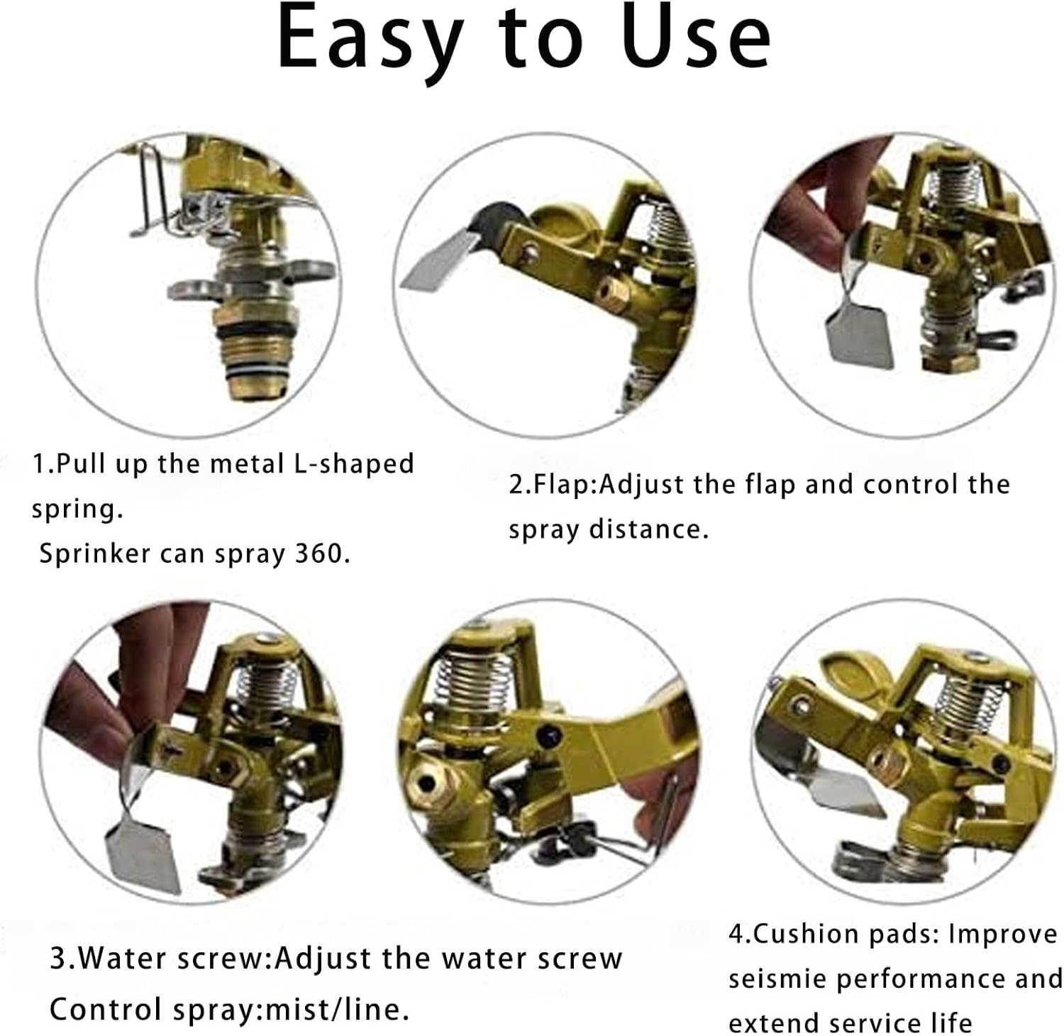 DONHUA 360 Degree Heavy Duty Impact Lawn Sprinkler with Adjustable Circular Spray Range - Metal Spike Irrigation Sprayer for Plants, Flowers, Veggies image number 5