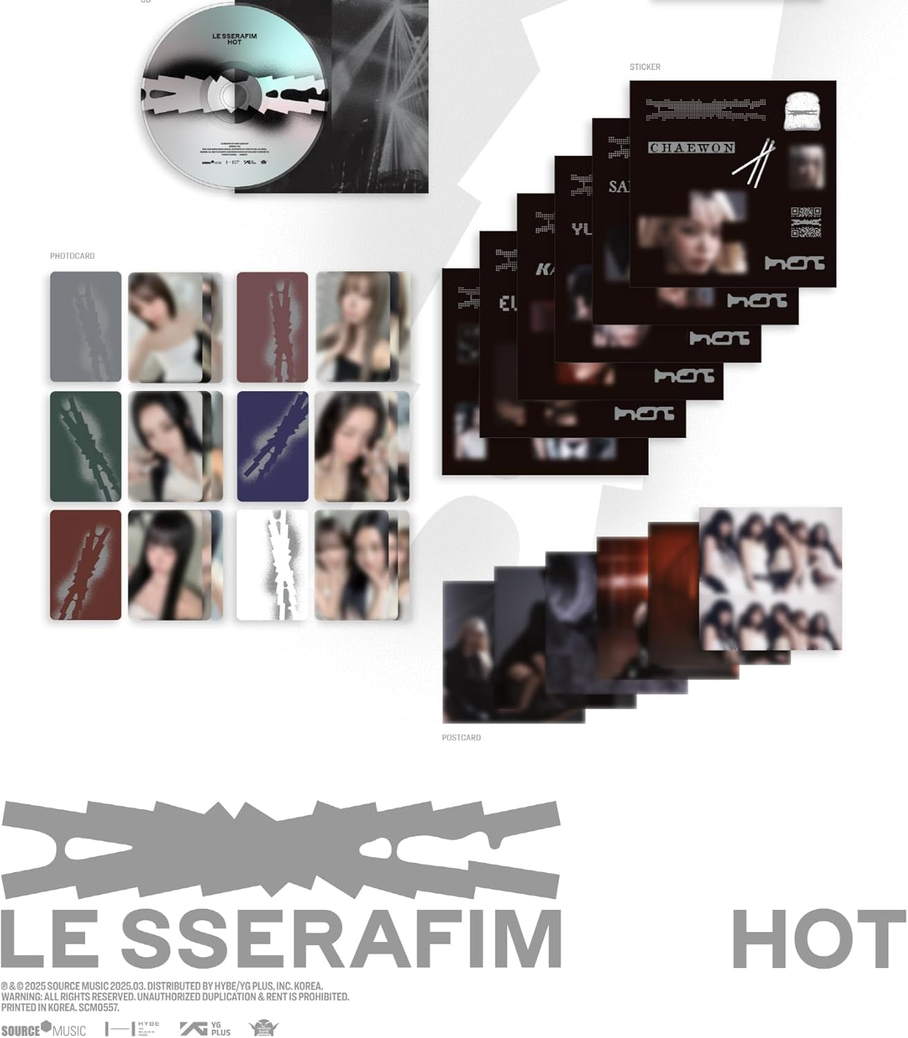 LE SSERAFIM HOT 5Th Mini Album Compact Random Version Cd+12P Booklet+1Ea Lyric Paper+1Ea Sticker+1P Photocard+1P Postcard+Tracking Sealed LSFM LE SSERAPHIM image number 5