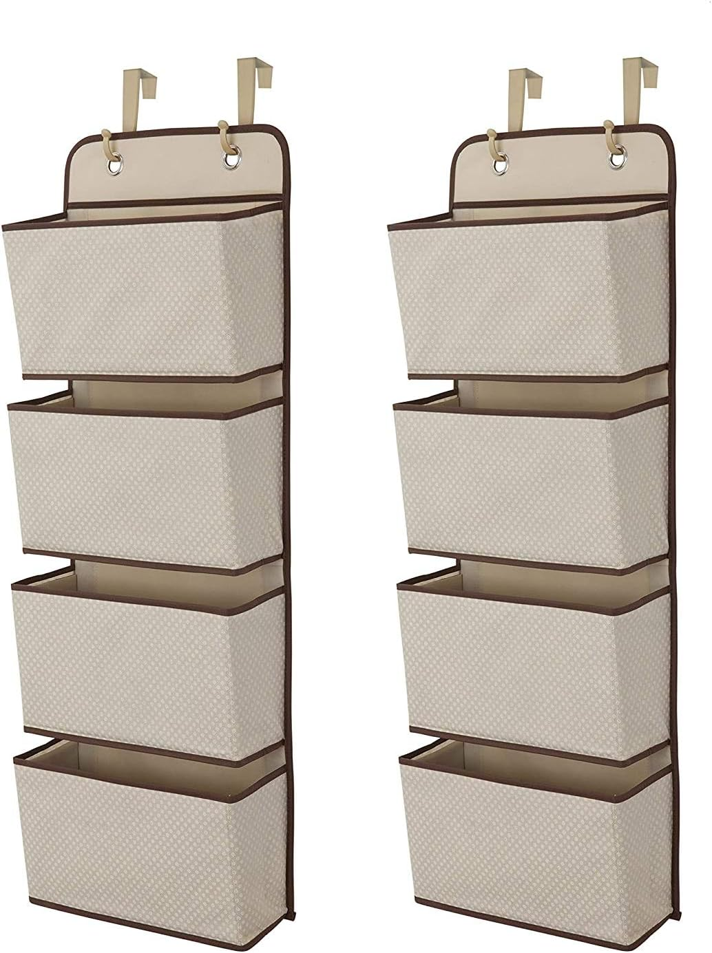 Delta Children 4 Pocket over the Door Hanging Organizer Easy Storage/Organization Solution - Versatile and Accessible in Any Room in the House, Dove Grey, (Pack of 2)