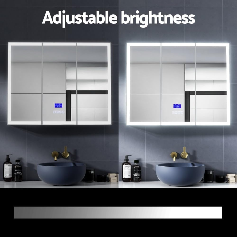 Bathroom Mirror Cabinet LED Light 900X720Mm Medicine Wall Storage image number 6