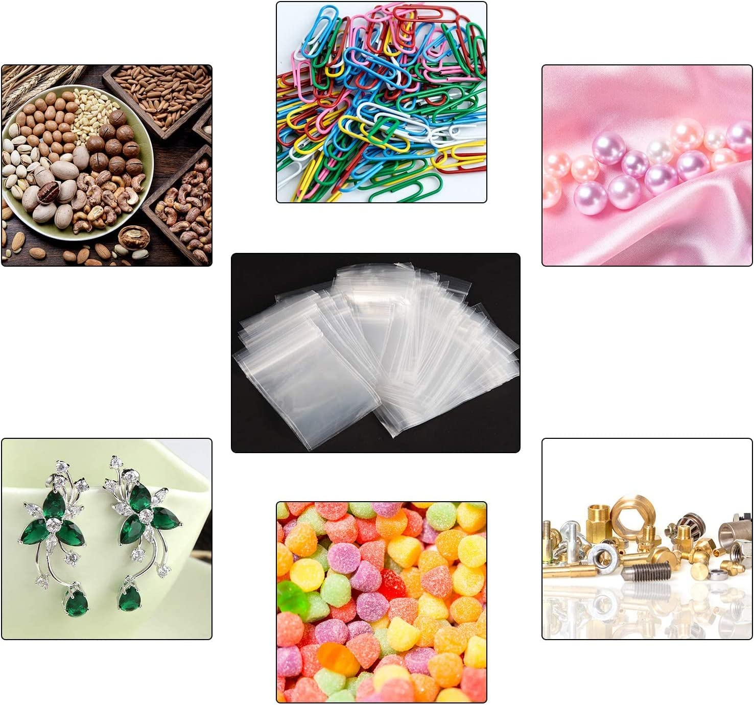 100 Pcs 7 * 11Cm Clear Poly Zipper Bags, H HOME-MART 3.15 Mil Reclosable Self Sealing Clear Plastic Bags,Pe Poly Plastic Zipper Storage Bags for Jewelry, Candy, Beans, Small Items image number 3