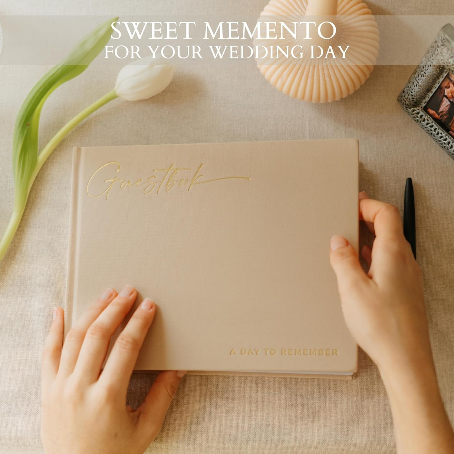 ZICOTO Beautiful Wedding Guest Book for Your Wedding Reception - Simply Elegant Guestbook to Sign in - the Perfect Wedding or Baby Shower Guest Book and Addition to Your Big Day image number 4