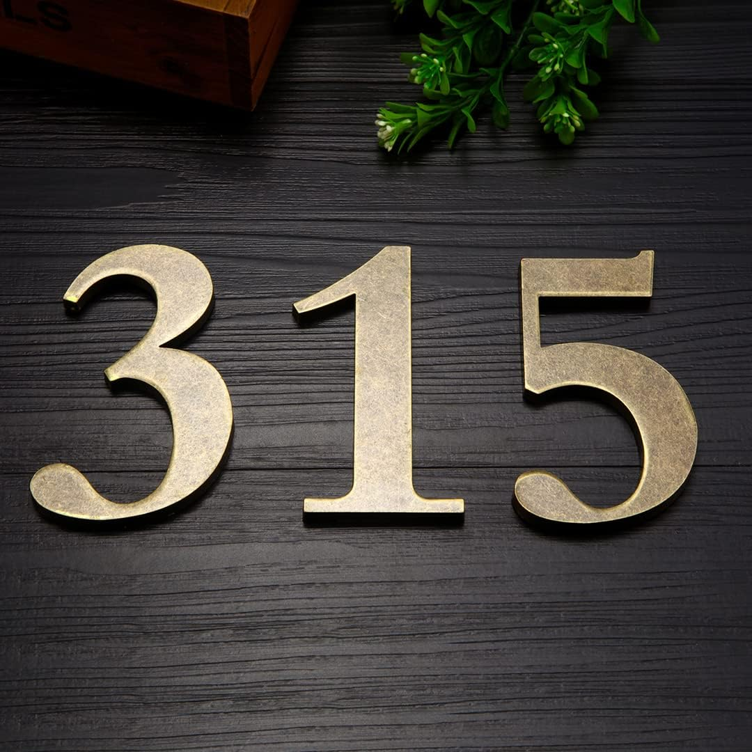Zayookey Metal House Number Antique 4 Inches (10 Cm) Modern Self-Adhesive Door Numbers House Address Numbers Plaque Street Metal House Number (Door Number 2) - Door Number 0 image number 6
