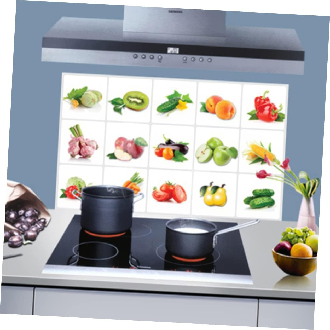 HOMSFOU Anti-Oil Kitchen Wall Stickers Removable Decals for Tile Decor Easy Application Repositioning for Smooth Surfaces Creative Kitchen Wall Art image number 1