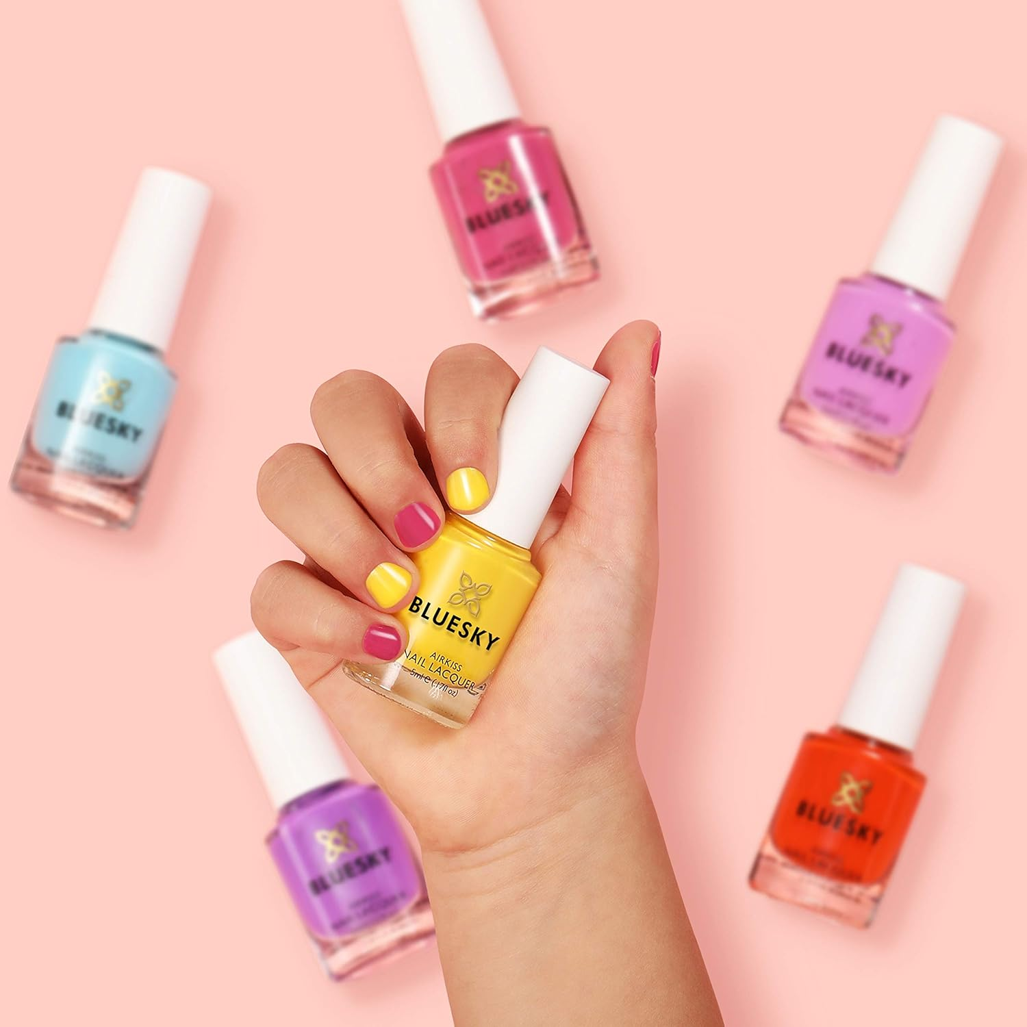 Bluesky Kids Nail Varnish Set for Girls and Boys, Peel off Non Toxic Water Based, 6 X 5Ml Colours, Hair Bow & Nail Stickers for Kids, Children&rsquo;S Nail Varnish Set image number 1