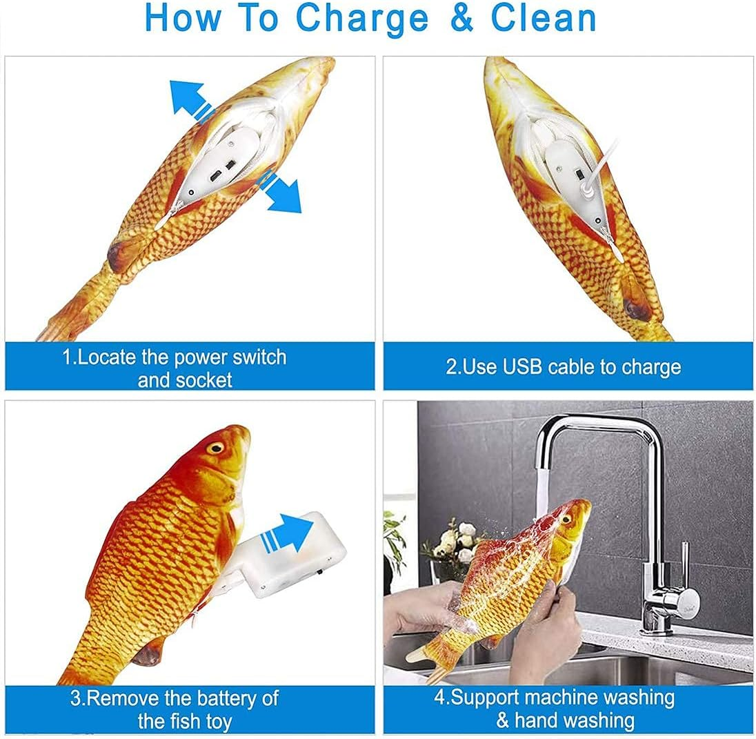 Floppy Fish Cat Toy, 2 Pack 11&rdquo; Realistic Electric Cat Fish Toy Catnip Toys, Funny Floppy Pets Pillow Chew Bite Kick Supplies for Indoor Cat Kitten Kitty/25/2047 image number 3