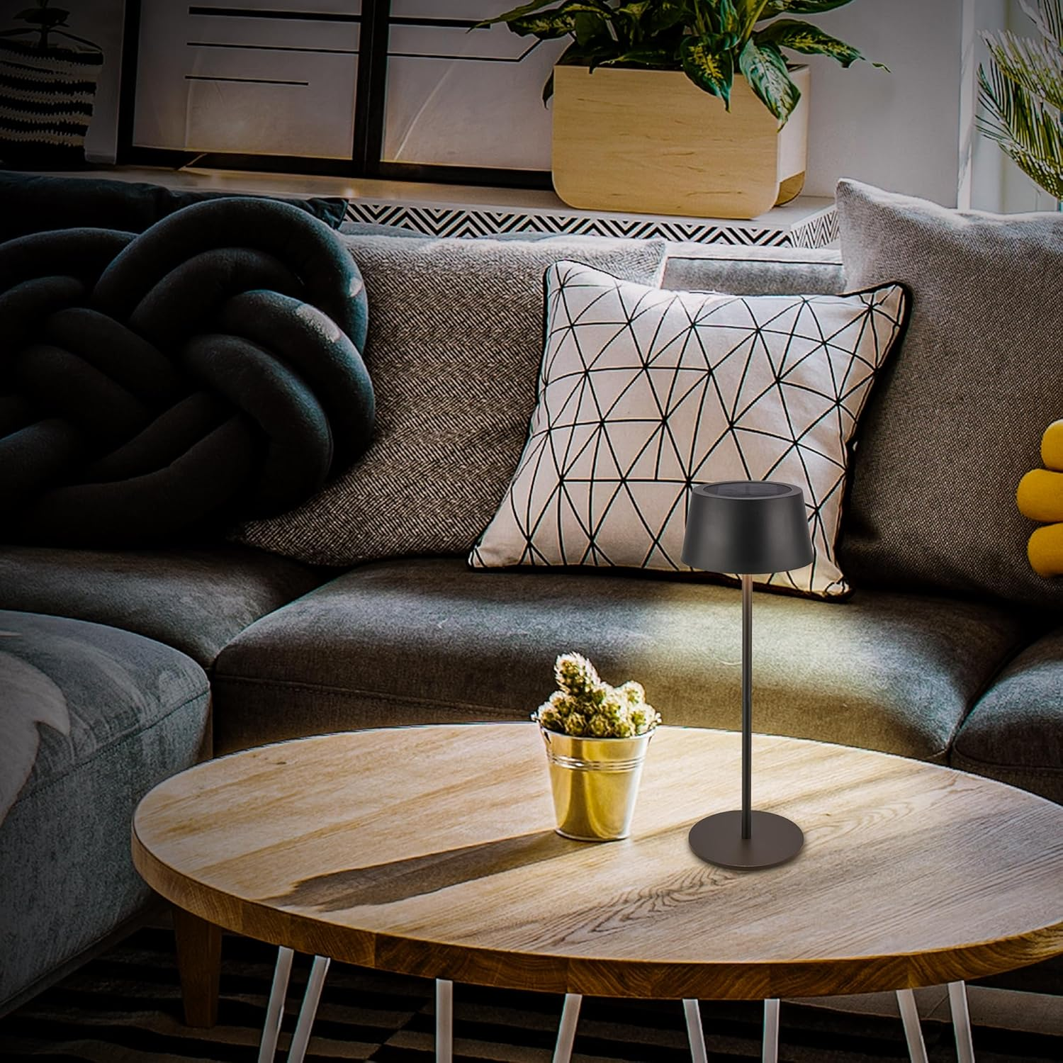 BRILONER - LED Table Lamp Wireless IP44 with Touch, CCT, Dimmable, Solar, Bedside Lamp, Reading Lamp, LED Lamp, Camping Lamp, Table Lamp, Battery Lamp, Outdoor, 11.5 X 32 Cm, Black