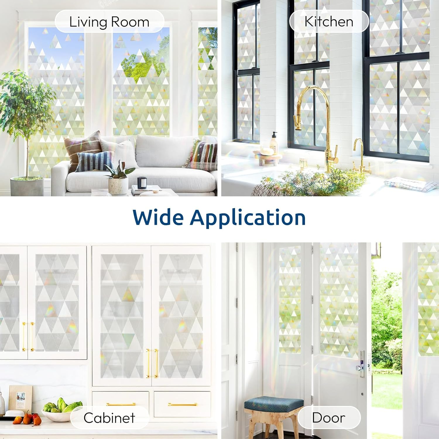 Rabbitgoo Privacy Window Film Non-Adhesive, Rainbow Window Cling 3D Decorative Window Vinyl, Stained Glass Window Covering Film Sun UV Blocking for Home Office Bathroom, 90X200Cm(35.4 X 78.7 Inches) image number 5