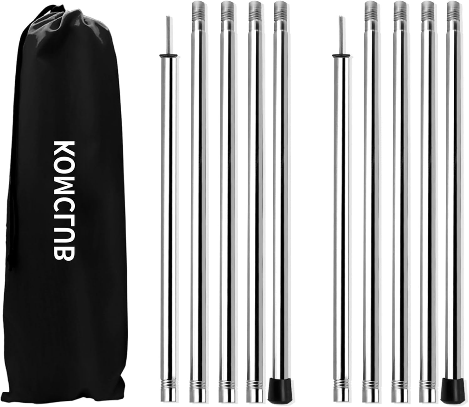 KOMCLUB Tarp Poles 198Cm/78.1In Adjustable Camping Tent Poles Sturdy Lightweight Stainless Steel Shade Pole for Awnings Canopy Rain Fly Shelter 19Mm Set of 2