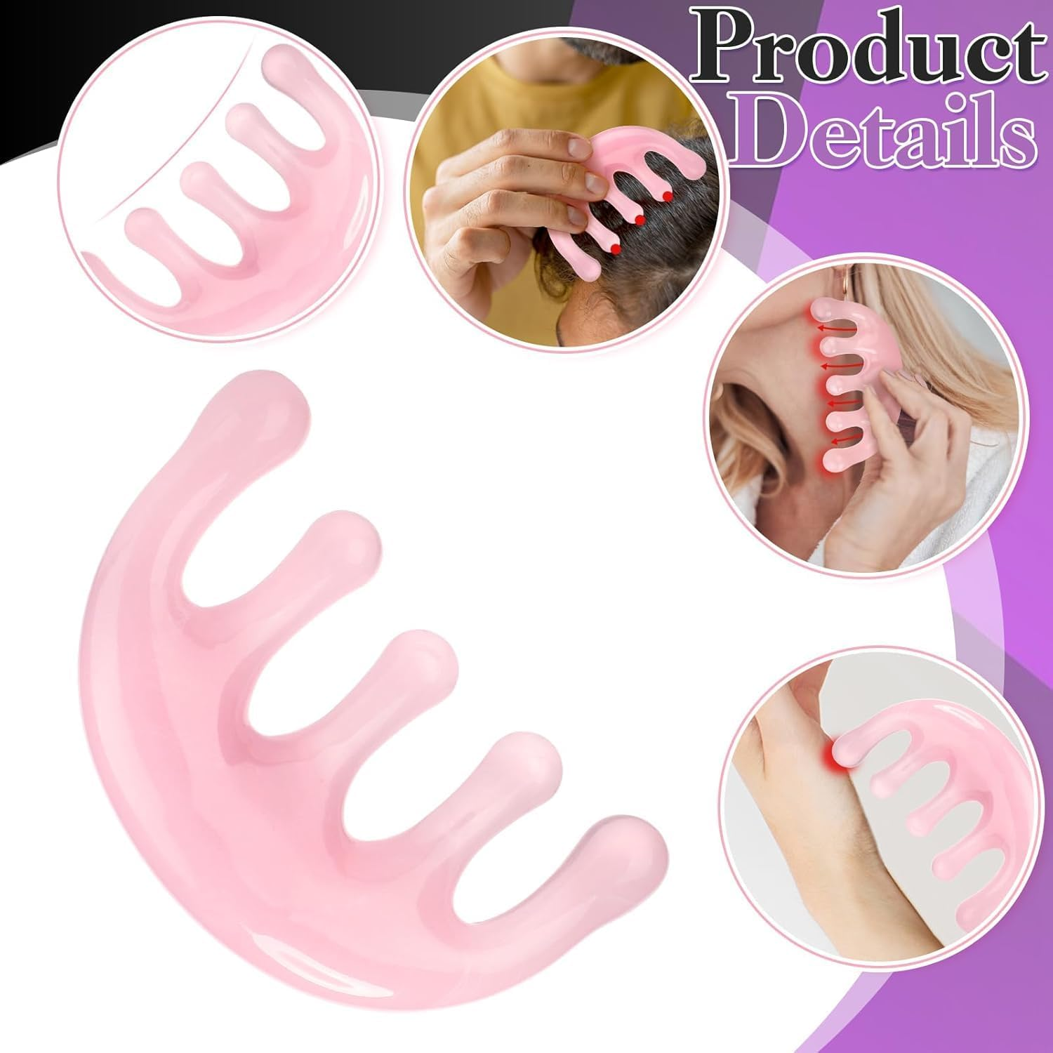 2 Pack Hair Oil Applicator Bottle for Scalp with Comb,Hairs Oil Bottle with Root Comb for Scalp, Shampoo Scrubber Applicator,Hair Dye Tools (Purple+Black, 17.2 * 4.5Cm) image number 3