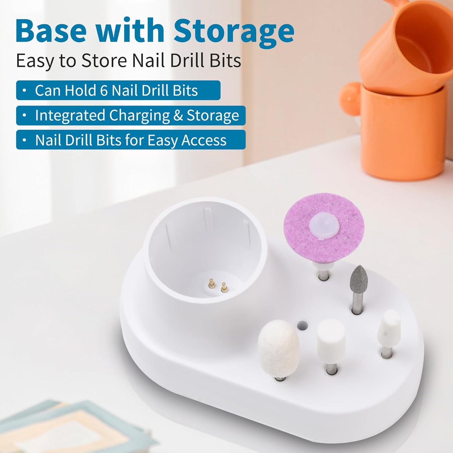 Electric Nail Drill: 12 in 1 Professional Nail Drill for Acrylic Nails Gel 3 Speeds E File Cordless Electric Nail Files with Base and Sanding Bands Efile Manicure Pedicure for Beginner Girl Women Mum image number 4