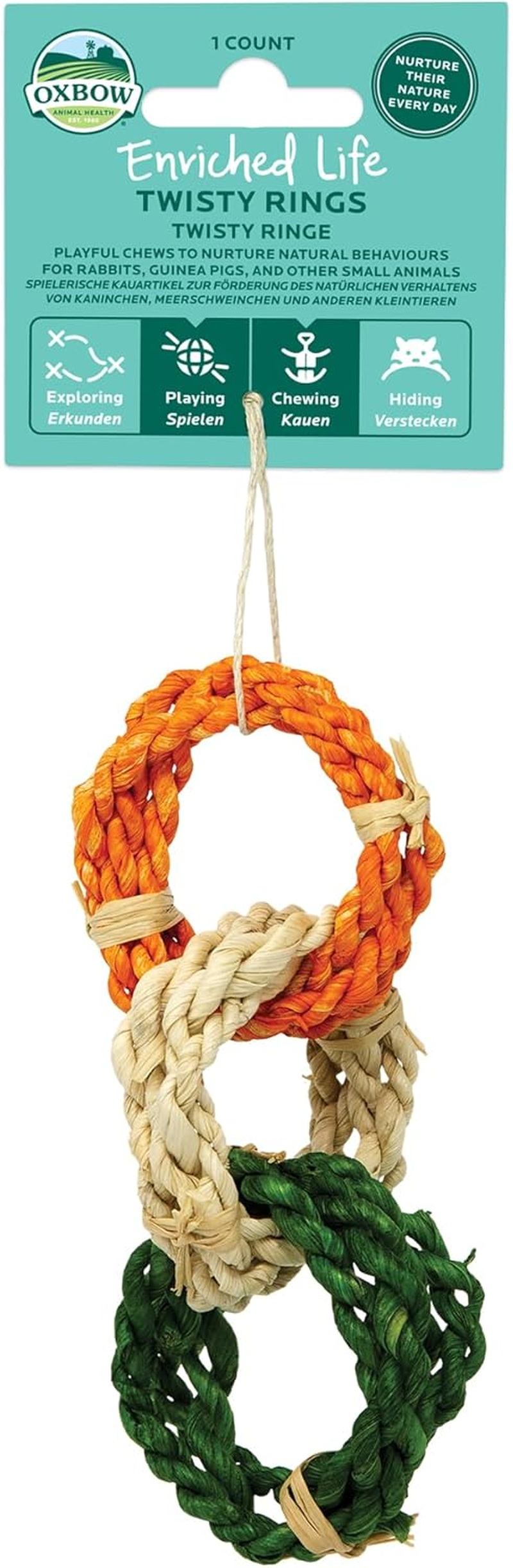 Oxbow Enriched Life Twisty Rings - Rabbit Toy, Guinea Pig Toy, Hamster, Rabbit, Chinchilla, Rat, Chinchilla Cage Accessories, Guinea Pig Accessories for Cage image number 6