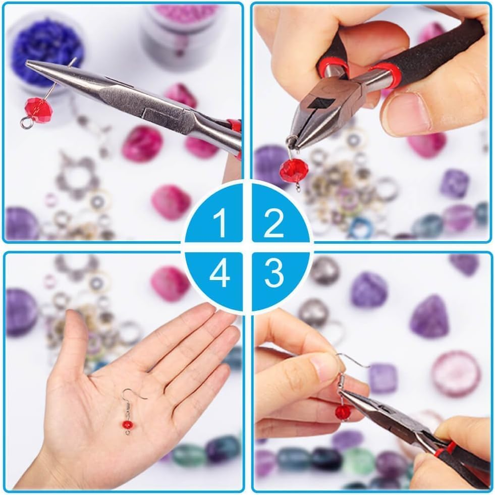 LYSAIMG 877 Pieces Jewelry Making and Repair Tools,Earring Making Kit, Craft Supplies with Pliers,Jewelry Beading Making and Repair Tools Kit with Jewelry Pliers Beading Wires for Beginners Adults Teens and Kids Starter Tool image number 4
