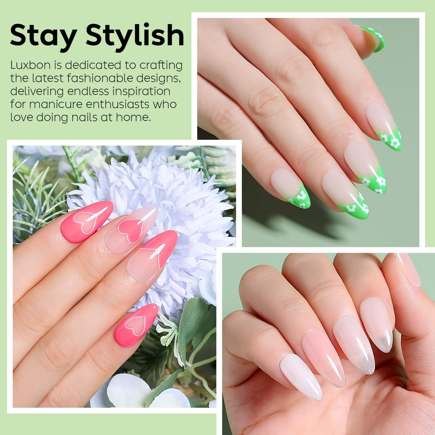 Luxbon 7 in 1 Builder Base Colour Gel Nail Polish Set, 6 Colours Nail Extension Enhancement Nude Gel Polish Pink Peach Nail Polish for Nails UV LED Soak off Nail Art Design Gifts for Women Kit 002 image number 4