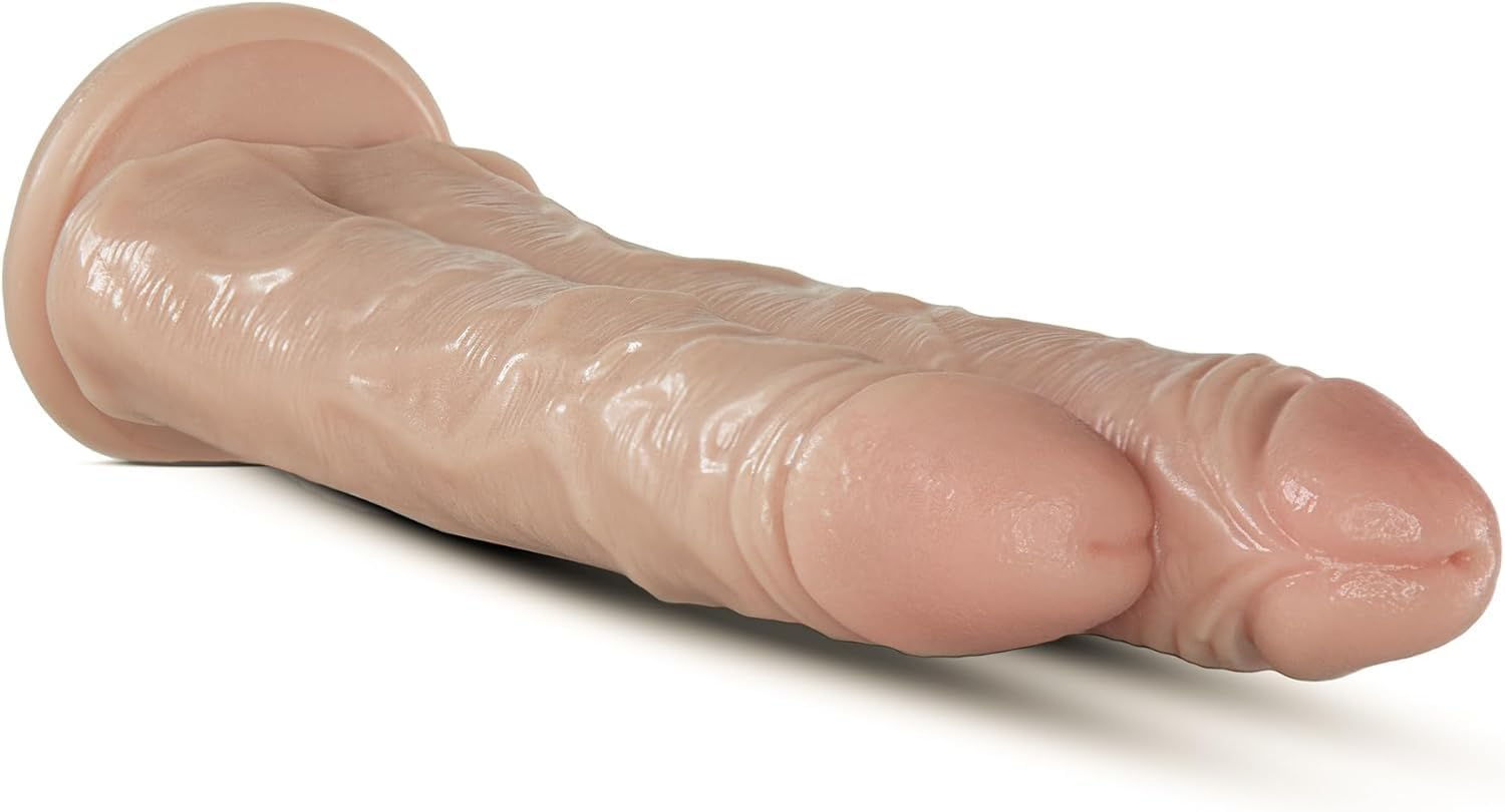 Realistic Thick Double Dildo Dong with Suction Cup Base Big Cock Dual Dicks for Pussy Vagina Anal Stimulator Female Masturbator Double Penetration Stuffer Adult Sex Toy image number 3