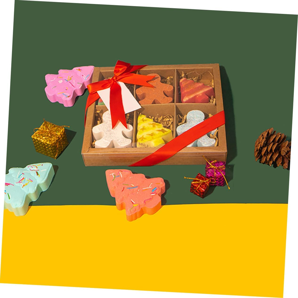 COLLBATH 6 Pack Gingerbread Man Bathing Christmas Bath Salt Bubble Skin-Softening Oils Spa image number 1