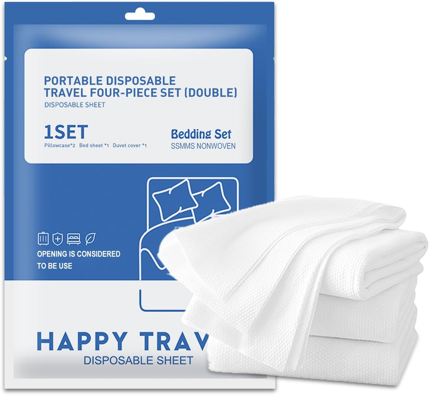 TORMEN 4 Pcs Disposable Sheet and Pillowcase Set 31"X19" Travel Hygiene Bedding Set for Hotel Camping Sterile Waterproof Portable Sheet Pillow Cover Kit No Wash Non Woven Fabric Trips