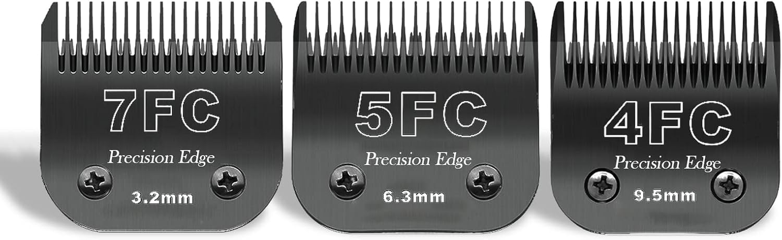 7FC/5FC/4FC Stainless Steel Dog Clipper Blades, Compatible with Heiniger/Andis/Oster A5/Wahl KM10 Series, Pack of 3, Black