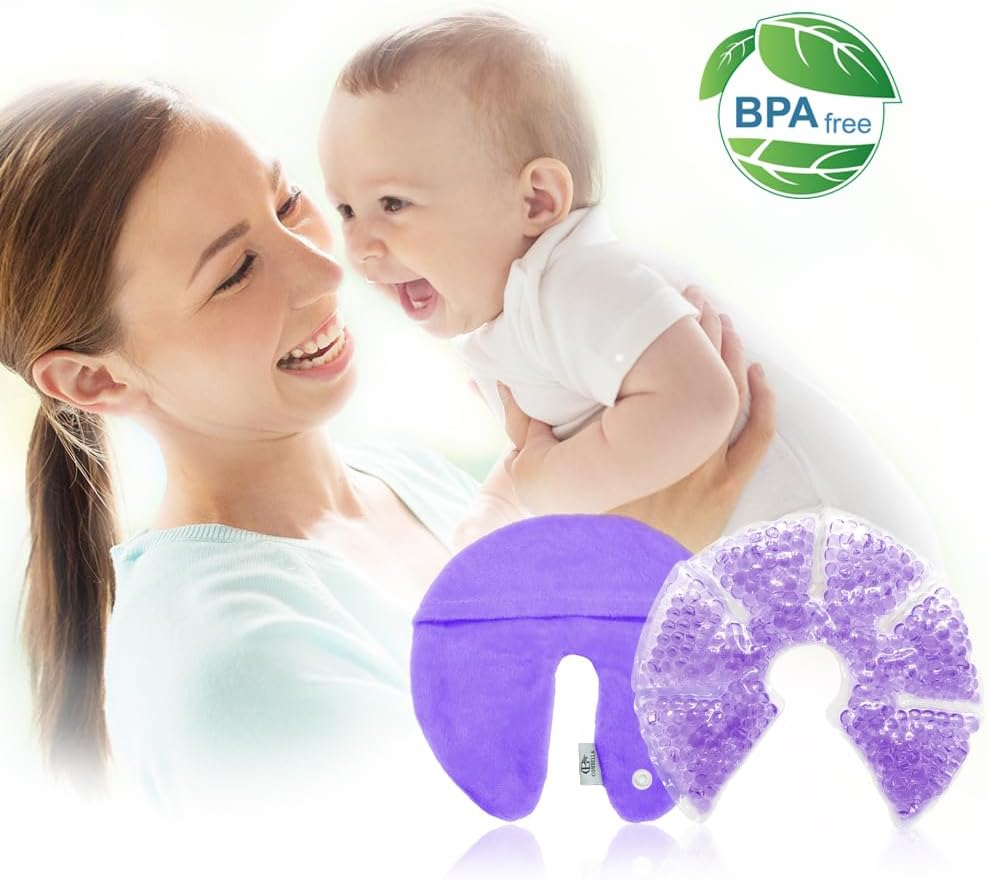 Hot Cold Gel Bead Breast Therapy Pack,Breast Ice Packs for Breastfeeding,Relief for Breastfeeding,Nursing Pain, Mastitis,Engorgement,Plugged Ducts, Boost Milk Let-Down & Production (#42 Purple) image number 1