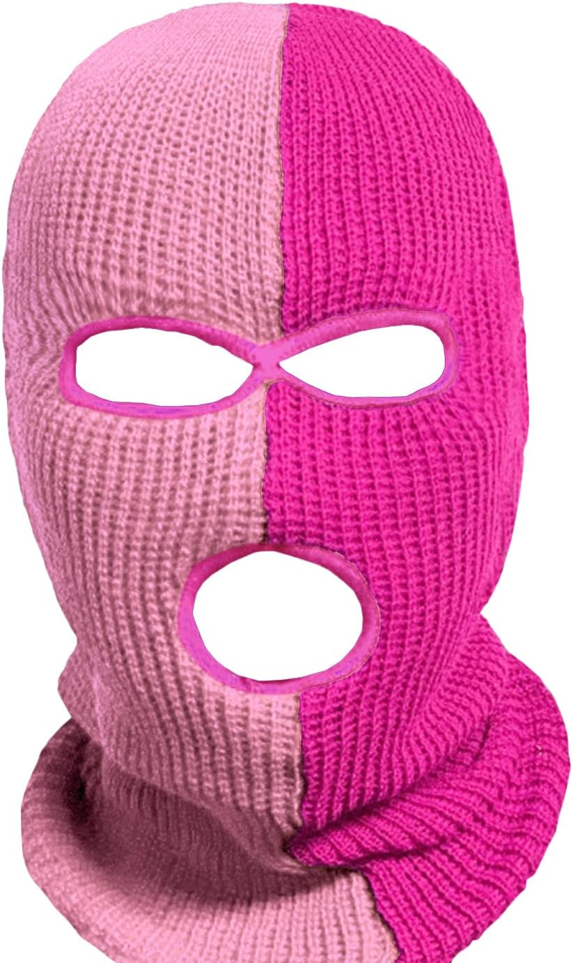 Aoozleny 3-Hole Two Color Knitted Hat Ski Mask Balaclava, Full Face Mask for Cycling/Skiing Winter Outdoor Sports image number 5