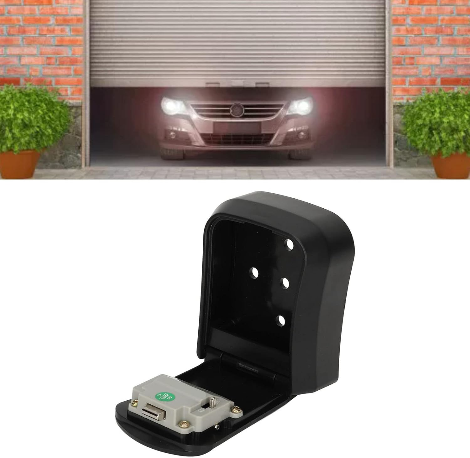 Small Combination Lock Box, Wall Mounted Key Lock Box with 4 Digit Password, Waterproof Key Storage Lock Box Support 5 Keys Capacity, Portable Security Case for Indoor Outdoor(Sx01 Black) image number 2