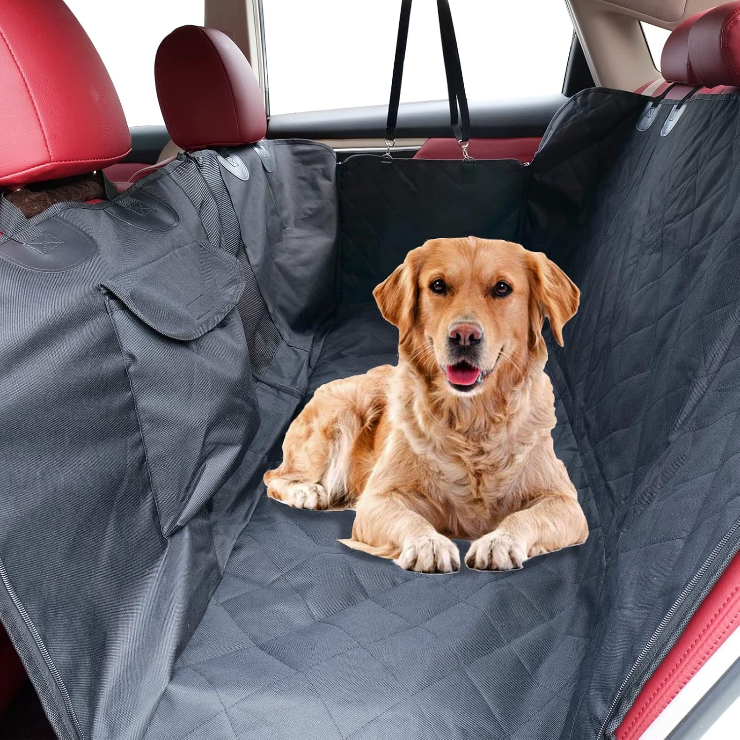 Dog Car Seat Cover for Back Seat, Waterproof Nonslip Pet Seat Protector for Cars, Suvs & Trucks with Mesh Window, Dog Hammock for Back Seat (Black) image number 3