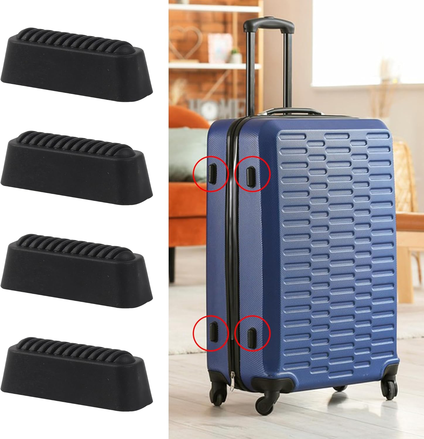 RDEXP 4Pcs Black Feet Pads for Suitcase Luggage Holder Side Feet 4.7 X 1.6Cm image number 2