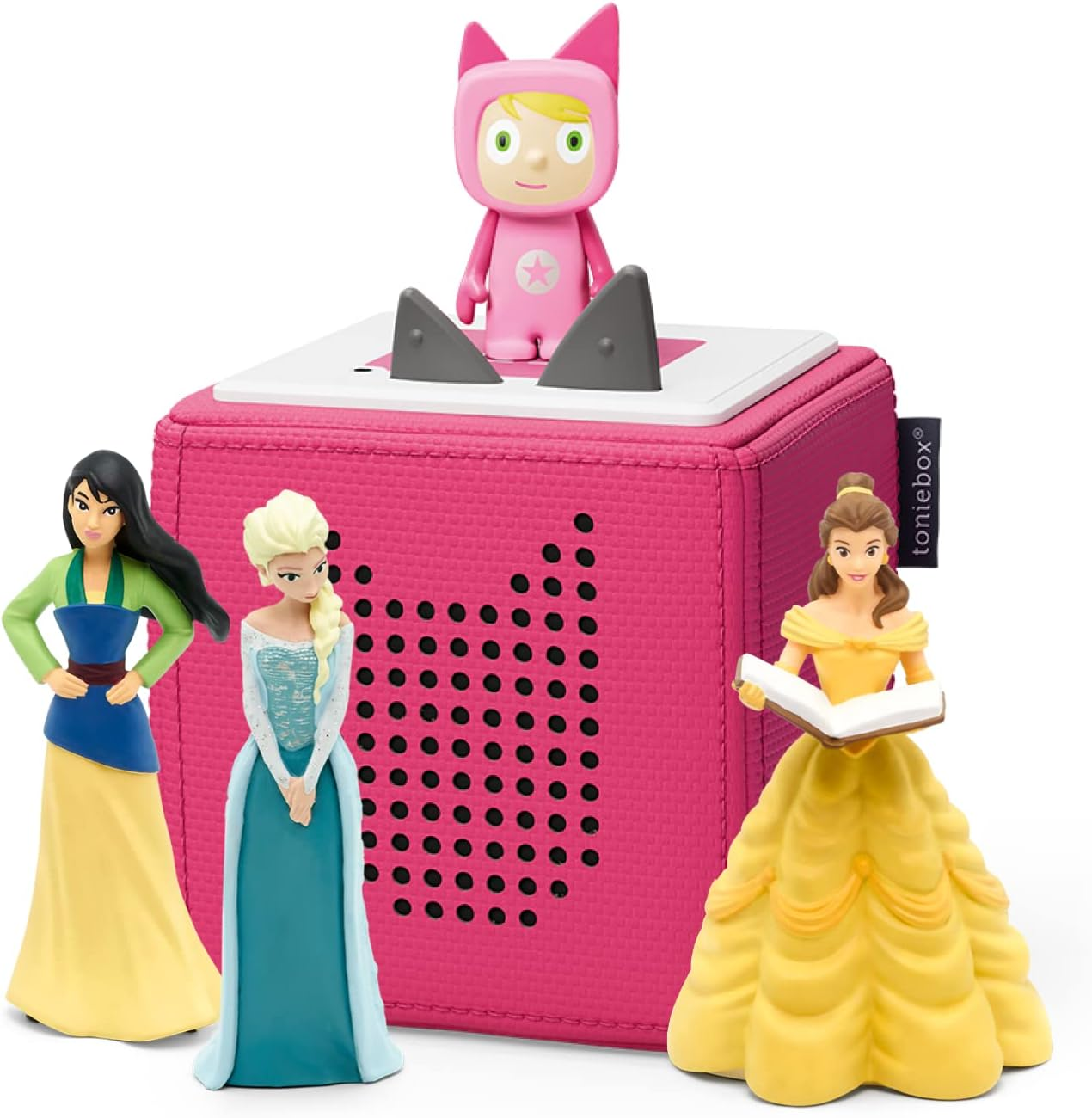 Tonies Toniebox Disney Princess Bundle Incl. 1 Creative 3 Frozen, Mulan, and Beauty and the Beast, Screen-Free Audiobooks and Kids Music Player, Easy to Use, Pink