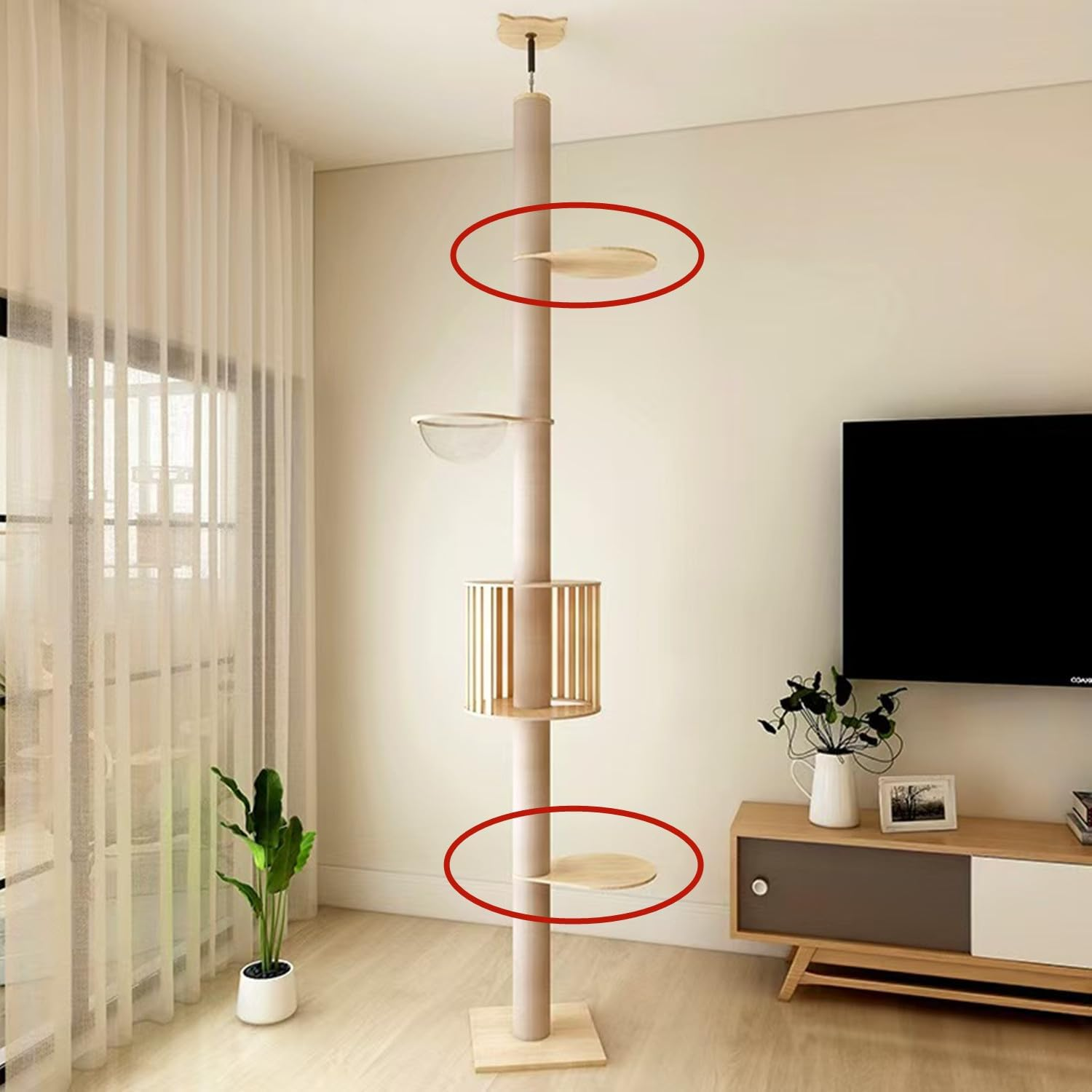 SHENGOCASE 2-Pack Cat Tree Tower Accessories Replacement Parts, Perch, Step, Platform Add-Ons for Floor to Ceiling Cat Tree (13.4" X 17.3") image number 5