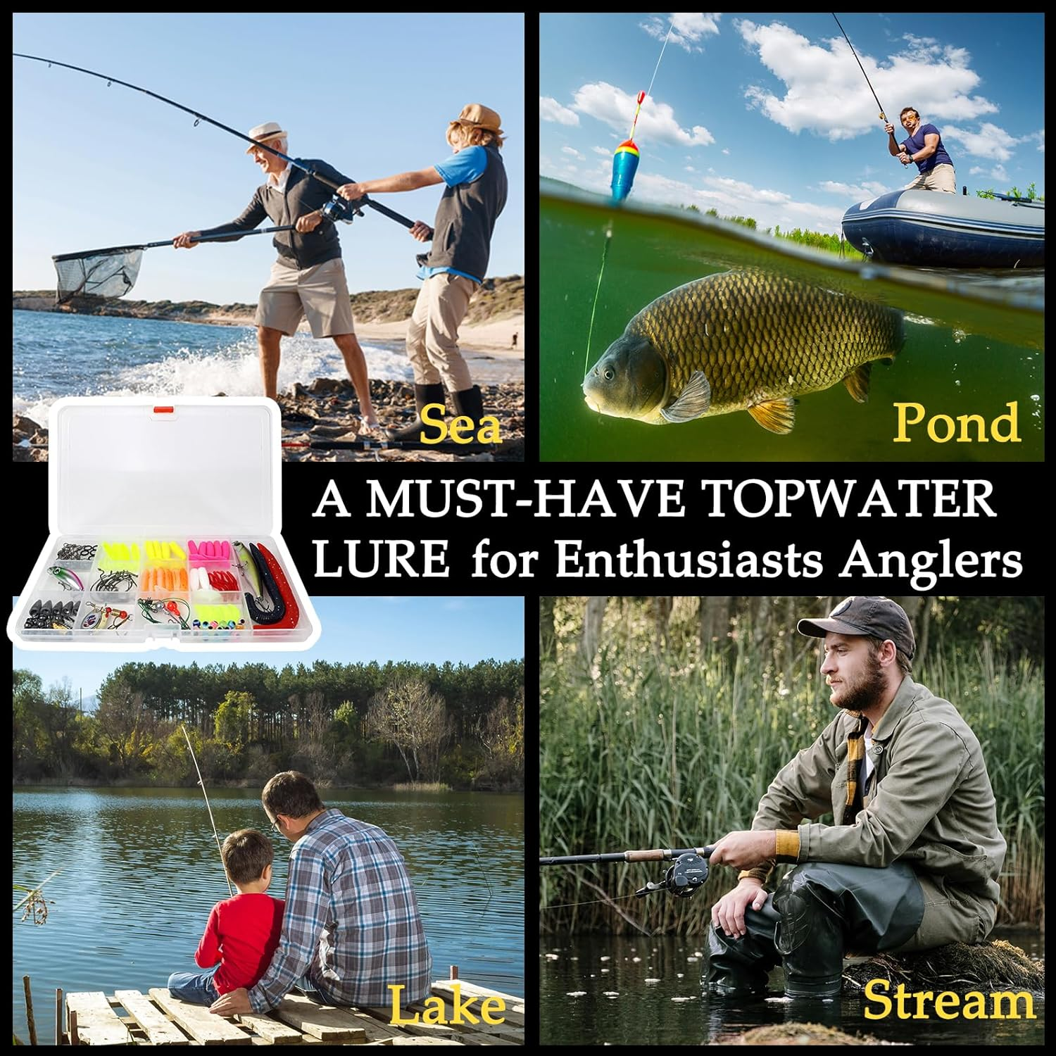 Roseflower 114 PCS Fishing Lure Set, Includes Hard and Soft Bait, Curly Tail Maggot/Double Tail Maggot, Fish Hooks, Minnow, Spinnerbait, Spoon, Freshwater Saltwater Fishing Equipment image number 5