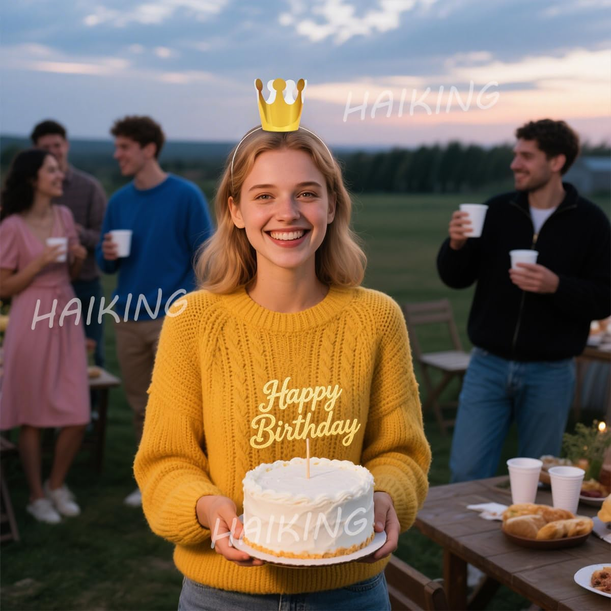 HAIKING Paper Crown Hats, 20 PCS Golden & Silver Birthday Hats for School, Anniversary, Party Supplies (Elastic) image number 1