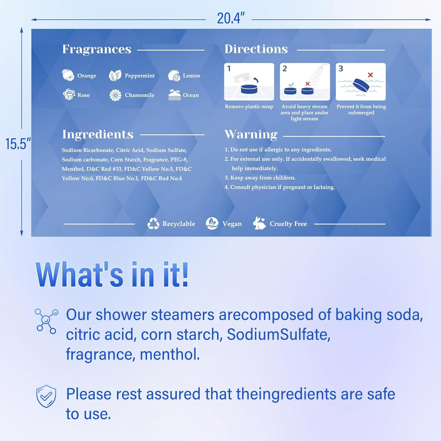 Seasonbliss Shower Steamers 6 Pack Shower Bombs with Unique Shapes & Scents, Orange Peppermint Lemon Rose Chamomile Sea, Self Care Shower Steamer, Stocking Stuffers Christmas Gifts for Women, Men image number 6