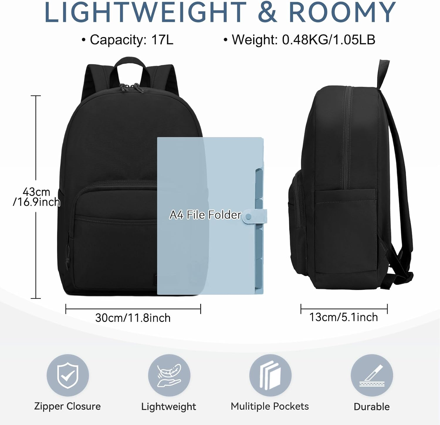 VASCHY Backpack for Men Women, Water Resistant Lightweight Classic School Backpack for Kids/Teens Casual Travel Daypack for Sports Hiking - Blue Galaxy image number 7