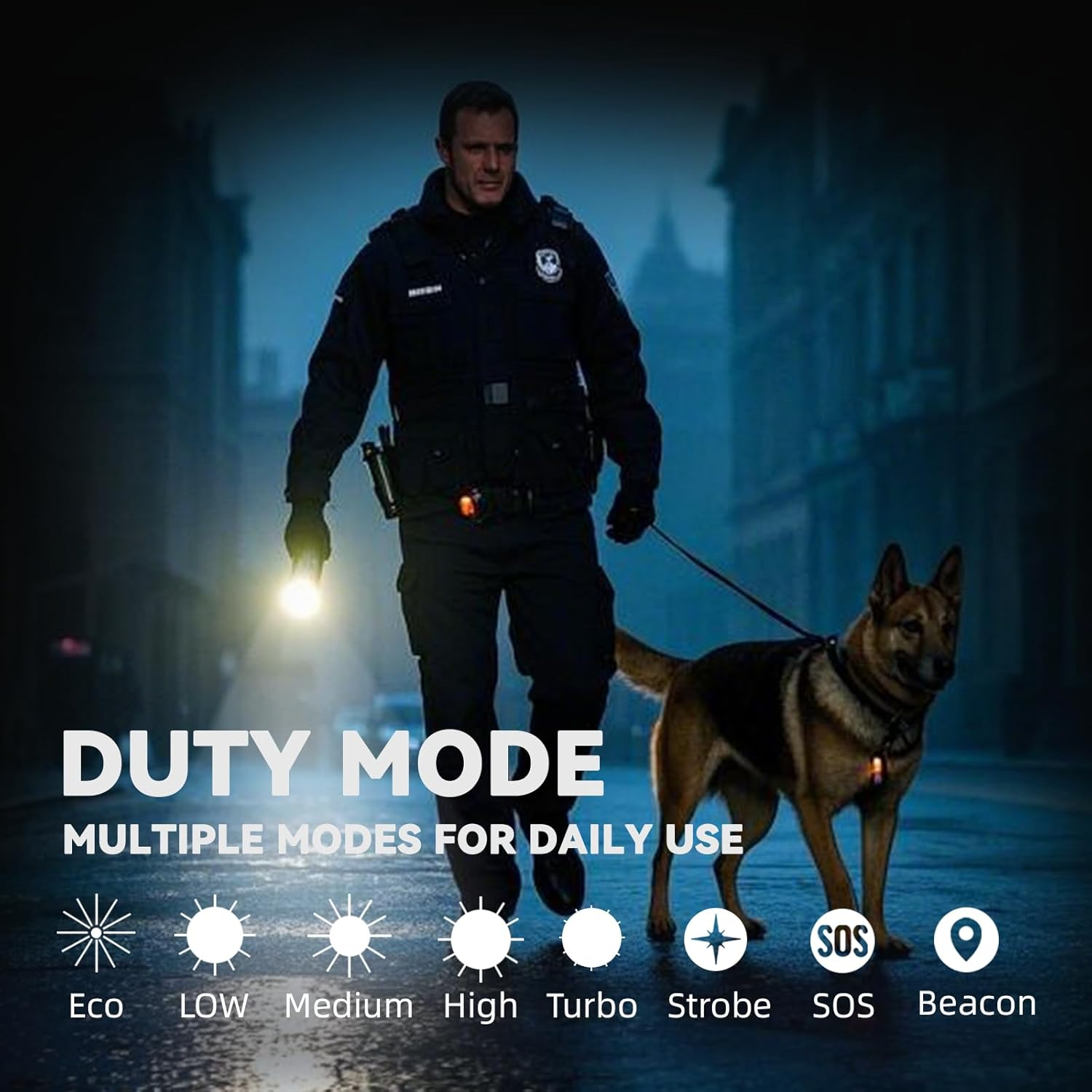 Sofirn SK40 Tactical Torch 3200 Lumens, Rechargeable EDC Flashlight with 580 Meters Long Throw, Dual Switches LED Flash Light Spotlight for Camping Hiking Hunting Searching image number 1