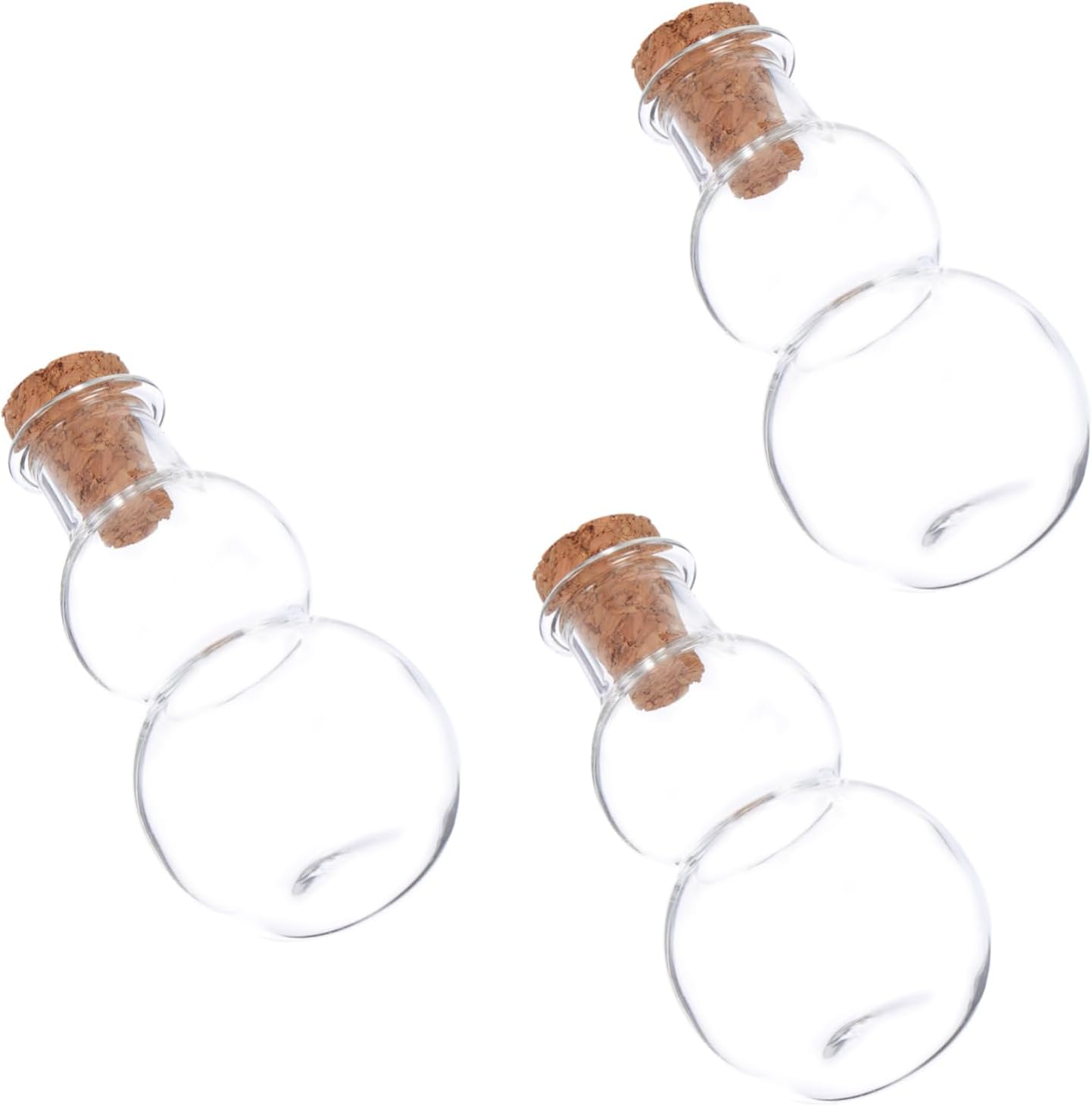 Gourd Shaped Drifting Glass Bottles with Cork Stoppers Medium Size Diy Message Jars for Craft Decoration 3Pcs image number 3