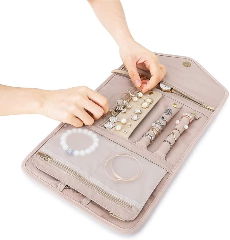 Travel Jewellery Roll -Jewellery Travel Pouch Portable Case Box Organiser, Durable Nylon-Polyester Material, 9X5.9 in Closed, 17.7X5.9 in Open image number 1