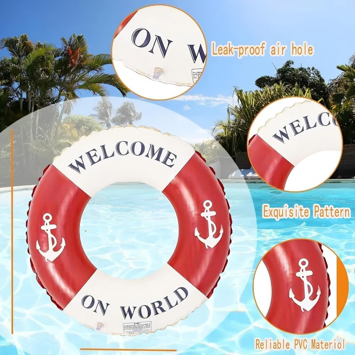 Inflatable Swimming Ring, Large Swimming Ring, Swimming Ring, Water Toy for Pool and Beach Party Toy for Children and Adults image number 5