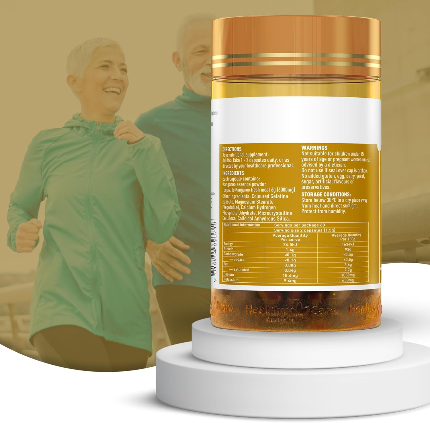 Healthy Care Premium Kangaroo Essence - Supports Vitality and Metabolic Health - Premium Dietary Supplement - All-Natural Ingredients- 120 Capsules image number 1