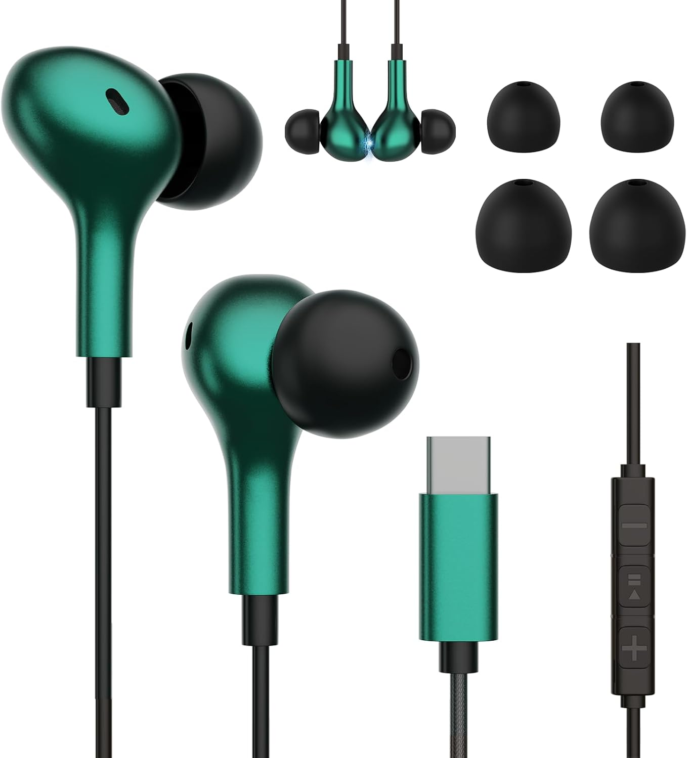 USB C Wired Headphones for Samsung Galaxy A56 A36 A26 A16 A06 A55 A54 A53 A35 A34 S25 S24 S23 S22 S21 Ultra 5G In-Ear Headset with Microphone for Iphone 17 16 15 Ipad Pro Air 5 6 7 Pixel 7 Pixel 78 9 image number 2