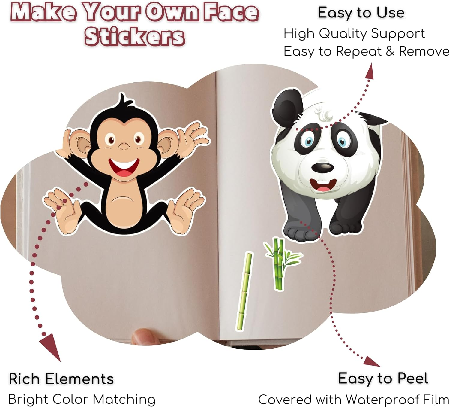 Make a Face Stickers for Kids 24Sheets Make Your Own DIY Sticker Fantasy Animal Face Stickers with 6 Design Party Favors Travel Activities for Birthday Party Games image number 1