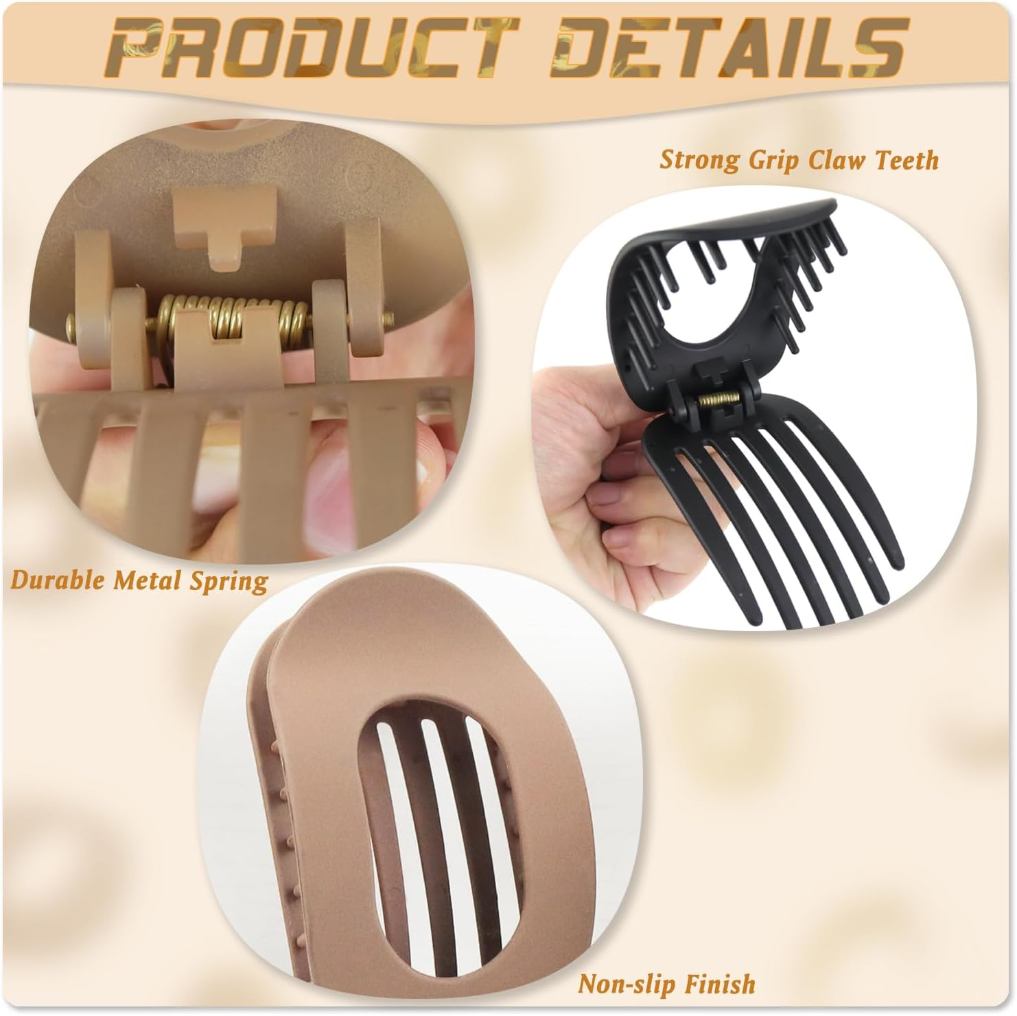 Qcdou Pack of 4 Flat Hair Clips for Women, Duckbill Hair Clip, Large Hair Clip, Strong Hold Women'S Hair Clips for Thin and Thick Hair, Curved Design for Lying and Driving image number 2