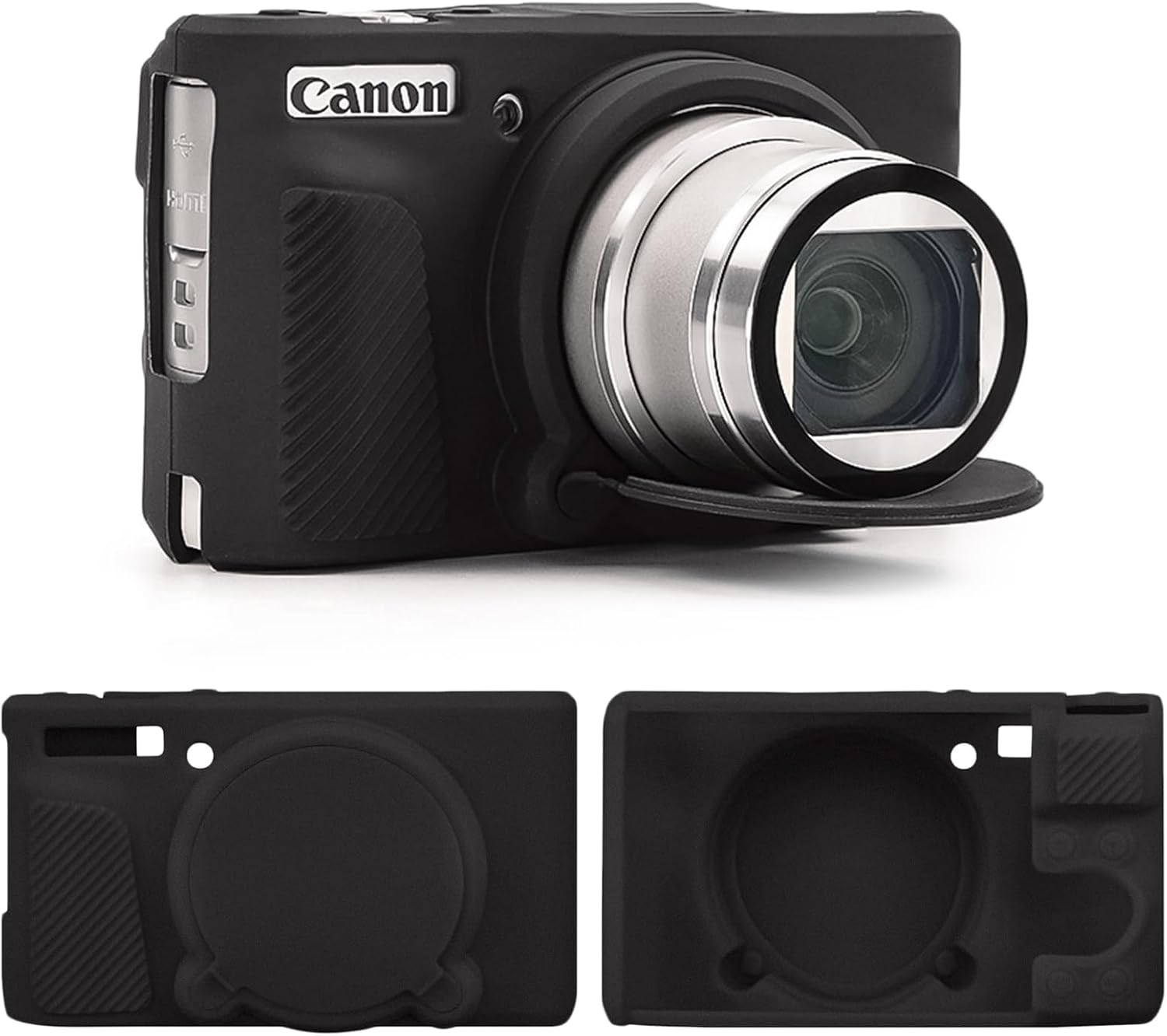 TYUANDOUER SX740 SX730 Camera Case, Soft Silicone Case for Canon Powershot SX740/SX730 HS Camera, Lightweight Skin Rubber Body Protective Cover for SX740 SX730 with Detachable Lens Cap - Grey