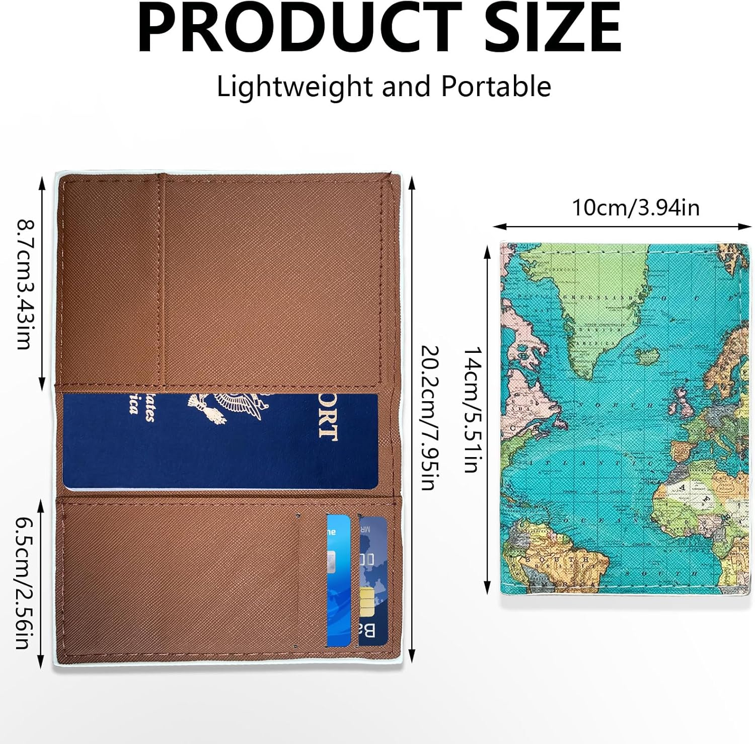 LELE LIFE 2 Pack Passport Holder Women, Passport Cover Case with Boarding Pass Slot and 3 Card Slots, World Map Travel Wallet Passport Book Holder, Style A, Design image number 3