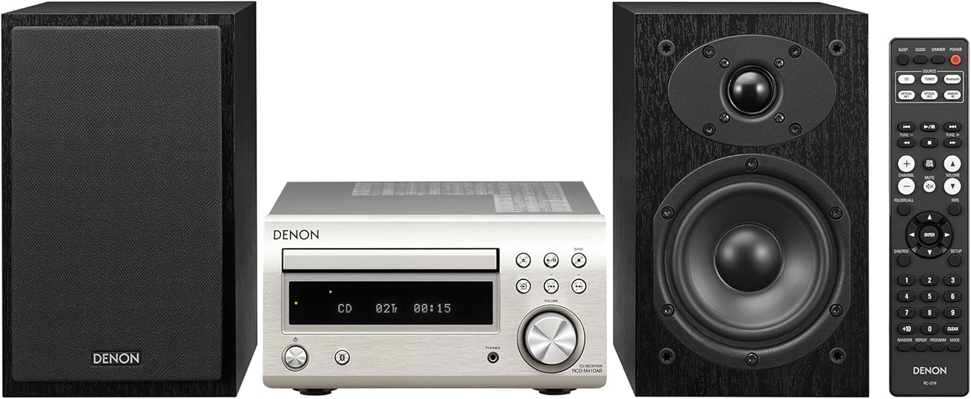 Denon Stereoanlage D-M41 DAB Bluetooth&reg;, CD, DAB+, UKW, 60 W Silver, Black image number 2
