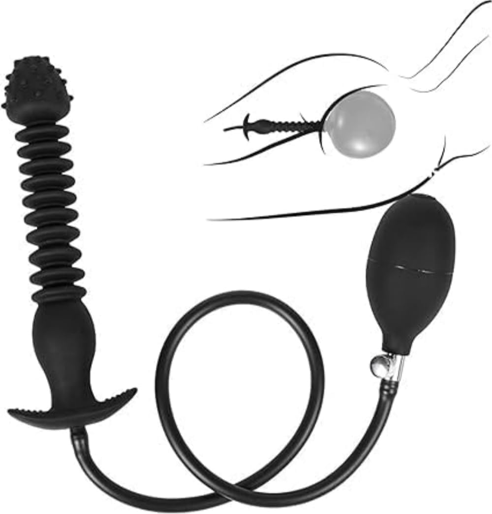 Inflatable Butt Plug Soft Silicone Expand Inflatable Anal Plug Soft Inflatable Butt Plug with Quick Release Valve Stretch Oversized Enema Training Butt Plugs Sex Toy for W Omen Men Couples Pleasure image number 1