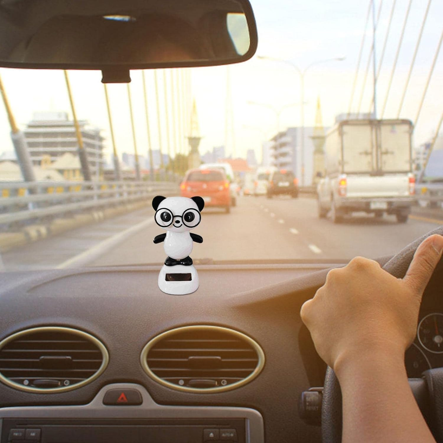 Black and White Solar Dancing Panda Bear Tiger - Shaking Doll Dancing Toys, Car Dashboard Doll Ornament, Dancing Animal Figurine Toy for Car Interior Home Desk Decorations Solar Power Kits image number 6