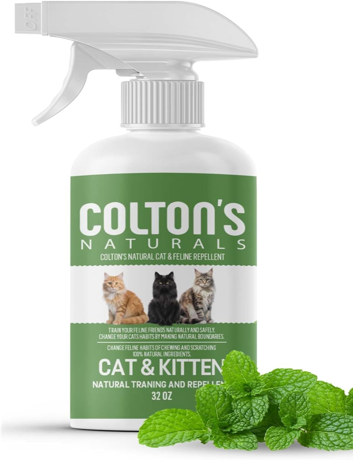 Colton'S Naturals Cat & Kitten Training Spray Aid 3 in 1 W/Bitter - Cat Training Spray for Outdoor and Indoor USE- Furniture Protector- anti Scratch- Make Boundaries - Cat Spray USA Made (32 OZ) image number 2