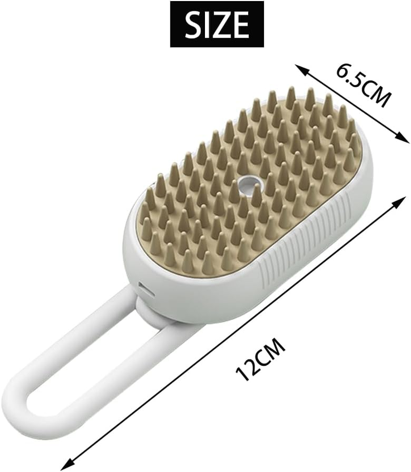 Cat Brush with Steam, Electric Spray Comb, Cat Steam Brush with Rotating Handle, USB Charging Brush for Cats, Dogs, Rabbits and Other Pets, White image number 3