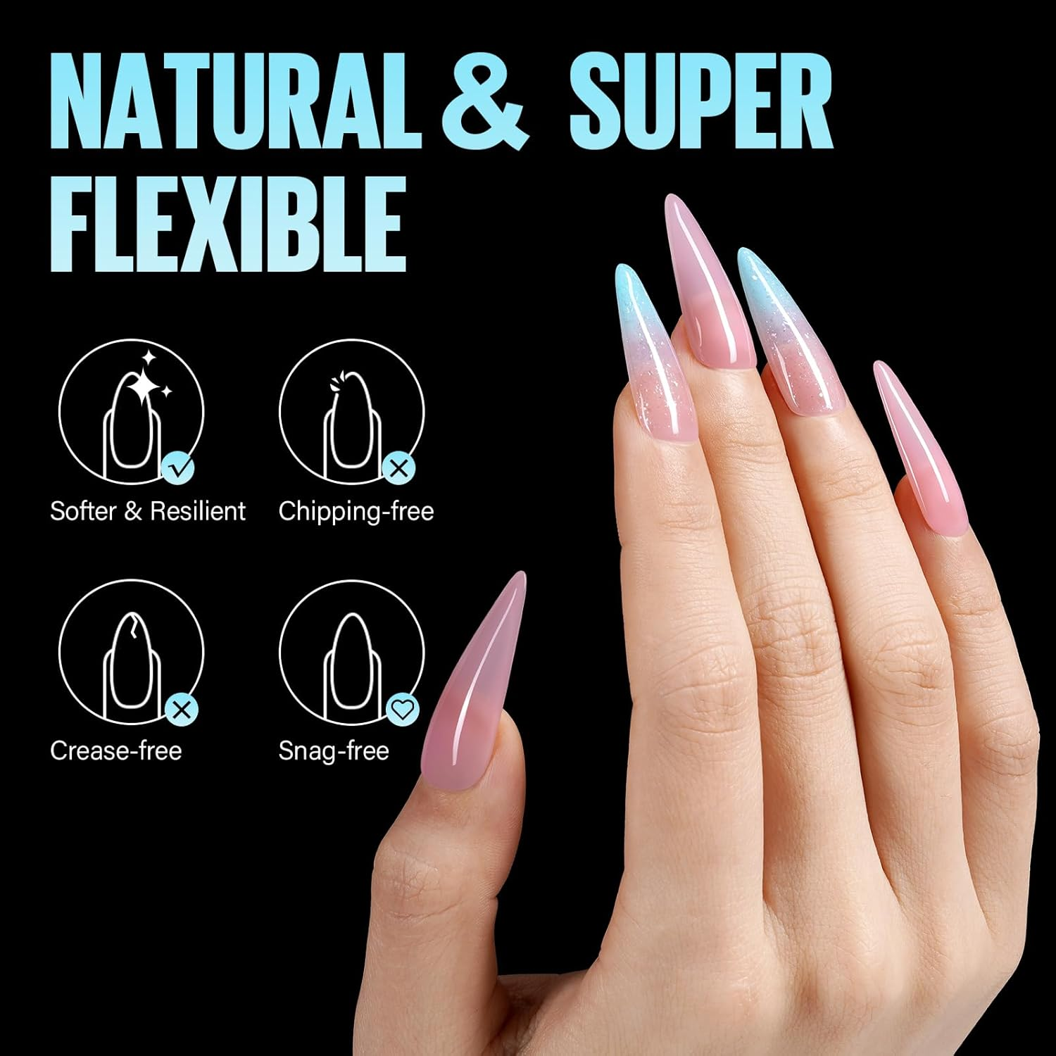 TOMICCA Long Almond Shaped Nail Tips, 240PCS Half Matte Soft Gel Tips, No File Needed, Full Cover False Nails, Clear Acrylic & Strong Tip for Press on Extension - 12 Sizes image number 3